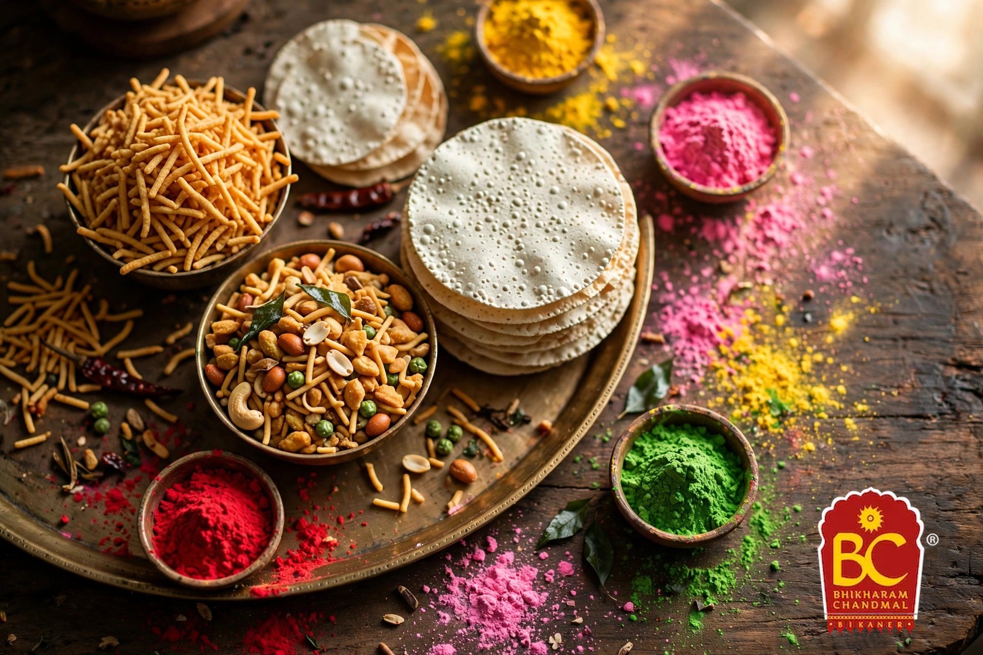 Holi 2027 Snacks & Gifts: Bikaneri Bhujia, Papad & Namkeen for the Festival of Colours